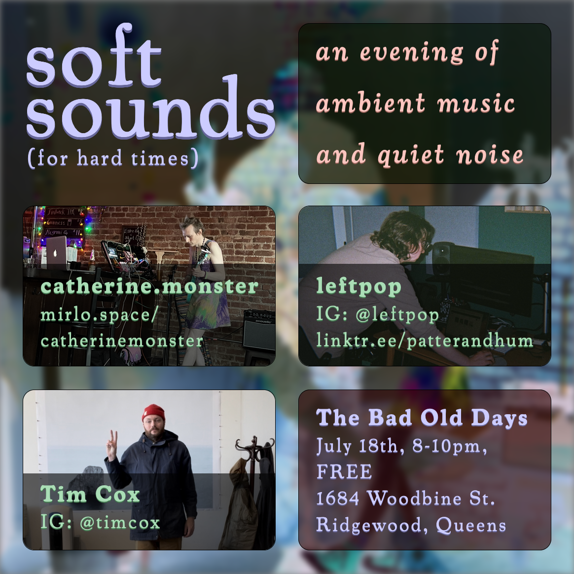 flyer for soft sounds 2024-07