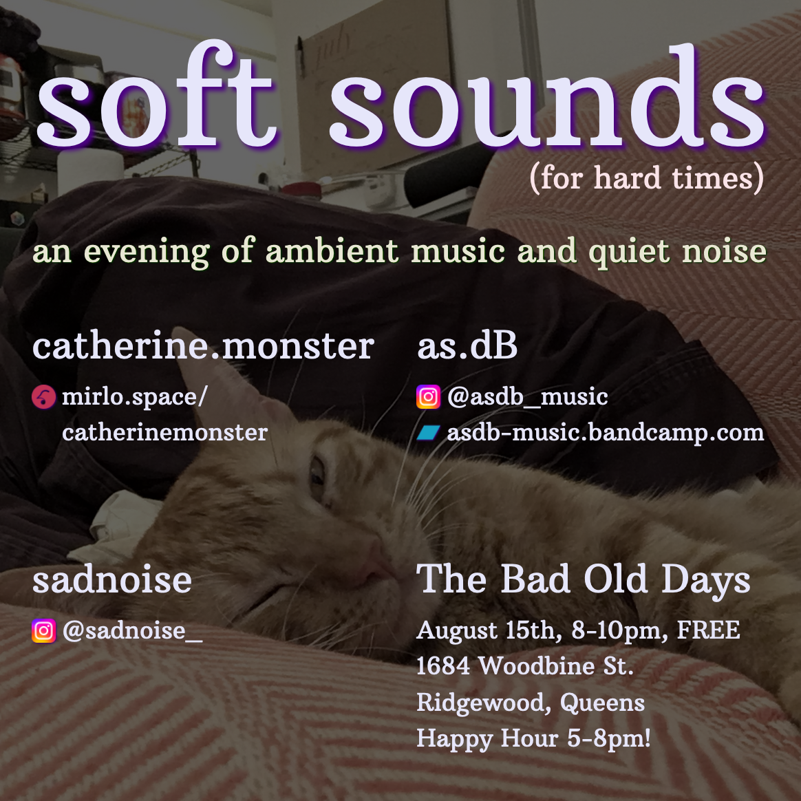 flyer for soft sounds 2024-08